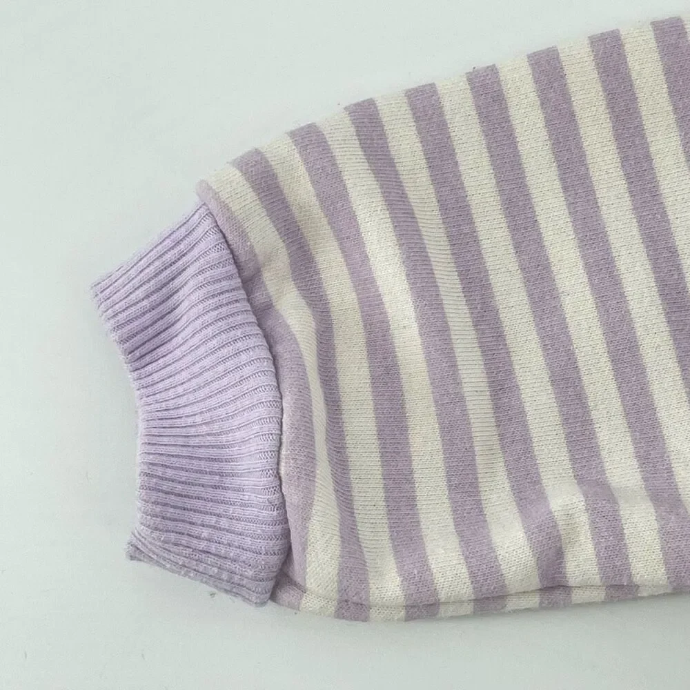 Girls 18M Purple Striped Ruffle Sweatshirt Waffle Knit Leggings 2pc Playwear Set